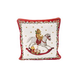 Czerwono-biała bawełniana poduszka dekoracyjna z motywem świątecznym Villeroy & Boch Toys Fantasy, 45x45 cm