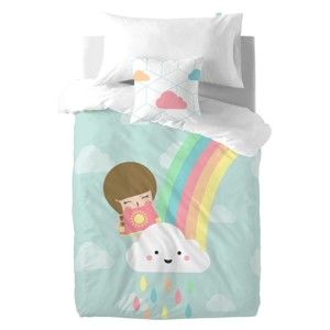 Pościel dziecięca z czystej bawełny Happynois Rainbow, 140x200 cm