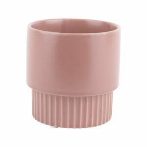 Różowa ceramiczna doniczka PT LIVING Ribbed, wys. 13,5 cm