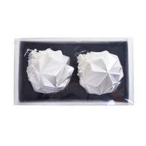 Zestaw 2 białych bombek szklanych Ewax Origami