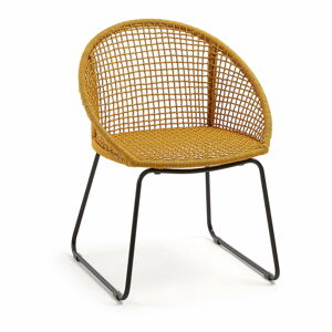 Musztardowe krzesło ogrodowe ze stalową konstrukcją La Forma Sandrine