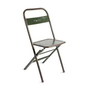 Zielone składane ręcznie wykonane krzesło z metalu z recyklingu RGE Mash