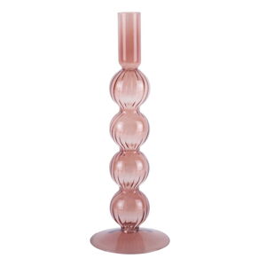 Różowy szklany świecznik PT LIVING Bubbles
