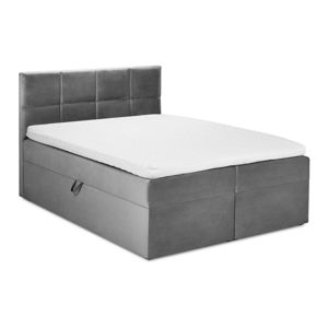 Szare aksamitne łóżko 2-osobowe Mazzini Beds Mimicry, 180x200 cm