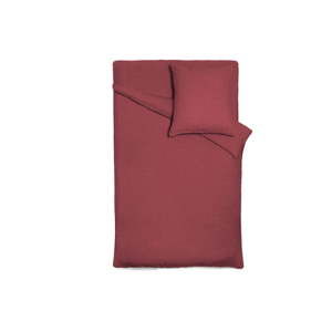 Czerwona lniana narzuta na łóżko z poszewką na poduszkę Maison Carezza Lilly, 200x200 cm