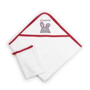 Zestaw ręcznika dziecięcego i rękawicy do kąpieli Naf Naf Rabbit, 75x75 cm