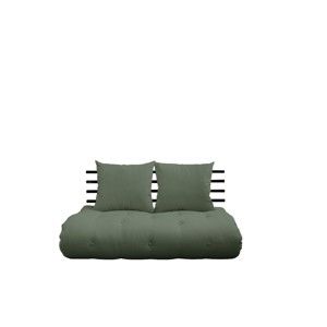 Sofa rozkładana z zielonym obiciem Karup Design Shin Sano Black/Olive Green
