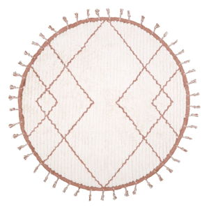 Biało-brązowy dywan dziecięcy z bawełny wykonany ręcznie Nattiot, ø 120 cm