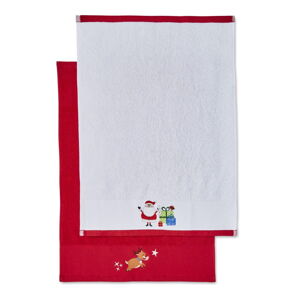 Czerwone/białe bawełniane ręczniki zestaw 2 szt. 40x60 cm Santa's Reindeers – Catherine Lansfield