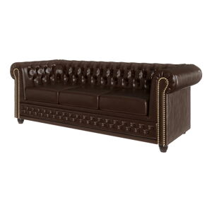 Ciemnobrązowa sofa z imitacji skóry 203 cm York – Ropez