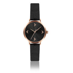 Zegarek damski z paskiem ze stali nierdzewnej w kolorze czarnym Emily Westwood Satio