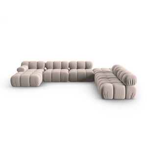 Beżowa aksamitna sofa 379 cm Bellis – Micadoni Home