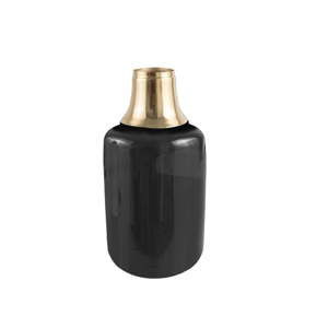 Czarny wazon z detalem w złotej barwie PT LIVING Shine, wys. 28 cm