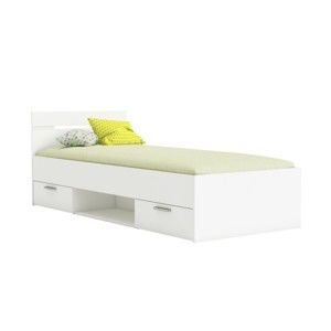 Białe łóżko z 2 szufladami Demenyere Michigan, 160 x 200 cm