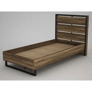 Łóżko 1-osobowe z dekorem drewna orzecha Ratto Lost, 198x 102 cm