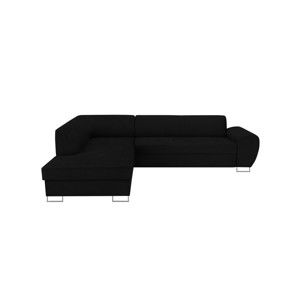 Czarny narożnik rozkładany ze schowkiem Kooko Home XL Left Corner Sofa Piano