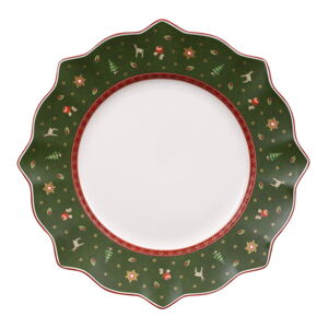 Zielony porcelanowy talerz z motywem świątecznym Villeroy & Boch, ø 28 cm