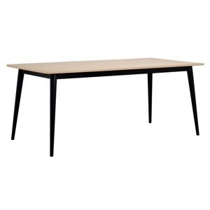 Stół z blatem z dekorem jasnego drewna dębowego i czarnymi nogami Folke Pan, 180 x 90 cm