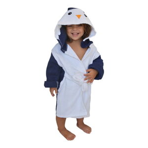 Biało-niebieski bawełniany szlafrok dziecięcy rozmiar S Penguin - Rocket Baby
