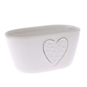 Biała doniczka ceramiczna Dakls Heart, wys. 11,2 cm