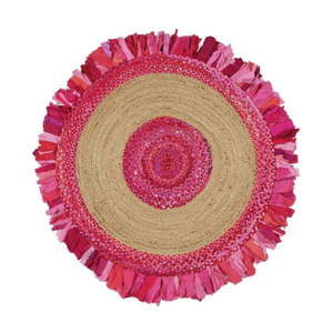 Okrągły dywan z juty i bawełny Eco Rugs Girl Power, Ø 150 cm