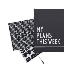 Czarny tygodniowy planer Design Letters Plans