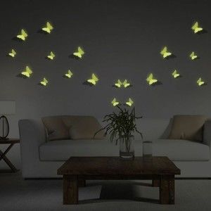 Zestaw 12 naklejek 3D świecących w ciemności Ambiance Butterflies