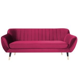 Różowa sofa 3-osobowa z czarnymi nogami Mazzini Sofas Benito