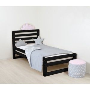 Dziecięce czarne drewniane łóżko 1-osobowe Benlemi DeLuxe, 180x80 cm