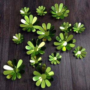 Zestaw 12 zielonych naklejek elektrostatycznych 3D Ambiance Flowers Chic Green