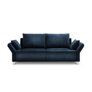 Granatowa 3-osobowa sofa rozkładana z aksamitnym obiciem Windsor & Co Sofas Pyxis