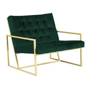 Zielony fotel z konstrukcją w kolorze złota Mazzini Sofas Bono