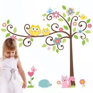 Dziecięca naklejka ścienna Ambiance Tree and Owl