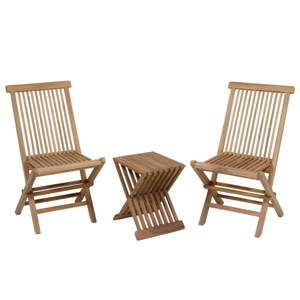 Zestaw 2 krzeseł i stołu z drewna tekowego Santiago Pons Taar