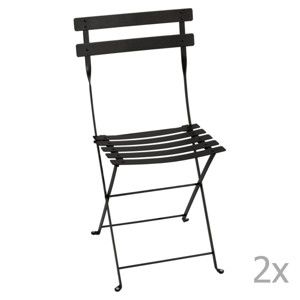 Komplet 2 czarnych składanych krzeseł ogrodowych Fermob Bistro