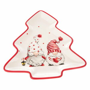 Talerz ceramiczny z motywem świątecznym w kształcie choinki Dakls