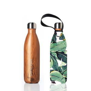 Butelka podróżna w dekorze drewna ze stali nierdzewnej i z pokrowcem BBBYO Banana Leaf, 750 ml