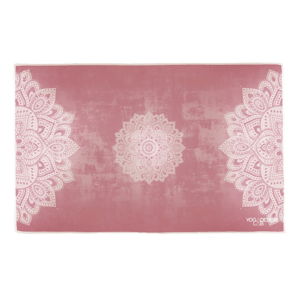 Różowy ręcznik na jogę Yoga Design Lab Mandala, 61x38 cm