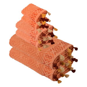 Komplet 6 łososiowych bawełnianych ręczników Bella Maison Mosaic Towel