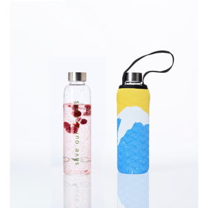 Butelka podróżna ze szkła borokrzemowego z pokrowcem BBBYO Fuji Print, 570 ml