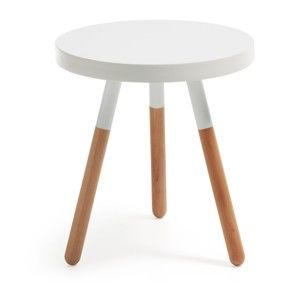 Biały stolik drewniany La Forma Brick, ⌀ 50 cm