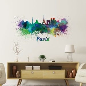 Naklejka ścienna Ambiance Wall Decal Paris Design Watercolor, 40x85 cm