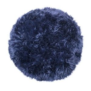 Granatowy dywan okrągły z owczej skóry Royal Dream Zealand, ⌀ 70 cm