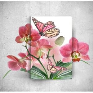 Obraz 3D Mosticx Butterflies With Flowers, 40x60 cm
