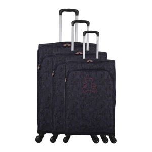 Zestaw 3 czarnych walizek z 4 kółkami Lulucastagnette Casandra