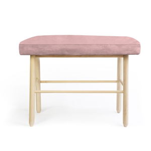 Stołek z drewna sosnowego z różowym aksamitnym obiciem Velvet Atelier