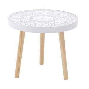 Biały stolik z drewna brzozowego InArt Antique, ⌀ 42 cm