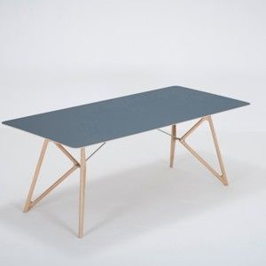Stół z litego drewna dębowego z granatowym blatem Gazzda Tink, 200x90 cm