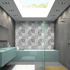 Zestaw 9 naklejek ściennych Ambiance Wall Decal Tiles Azulejos Shades of Gray Sotchi, 15x15 cm