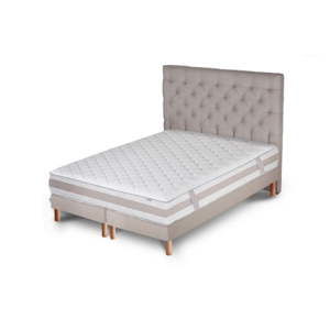 Jasnoszare łóżko z materacem i podwójnym boxspringiem Stella Cadente Maison Saturne Fortunata, 180x200 cm